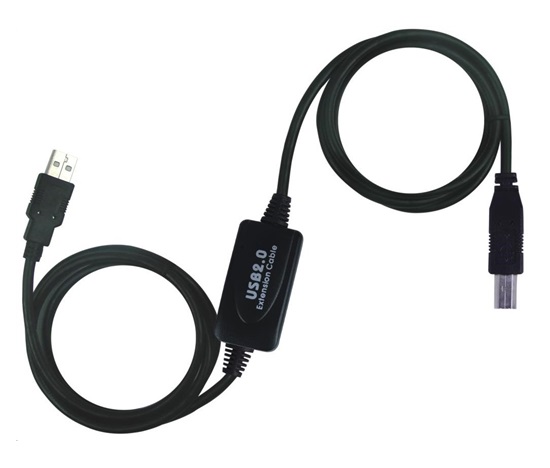 PREMIUMCORD USB 2.0 repeater a propojovací kabel A/M-B/M 20m