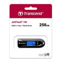 TRANSCEND Flash Disk 256GB JetFlash®790, USB 3.1 (R:100/W:40 MB/s) černá/modrá