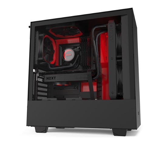 NZXT skříň H510i / ATX / průhledná bočnice / USB 3.0 / USB-C 3.1 / RGB LED / Smart case s intel. funkcemi / černočervená