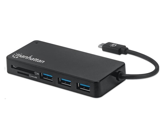 MANHATTAN USB-C Hub 3-port USB 3.2 Gen 1 Hub se čtečkou karet