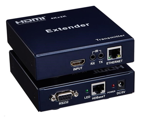 PremiumCord HDMI HDBaseT 4K extender na 100m, over IP, jeden vysílač na více přijímačů