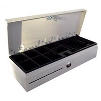 Virtuos pokladní zásuvka Flip-top FT-460C4 - s kabelem, se zamykacím krytem, bílá