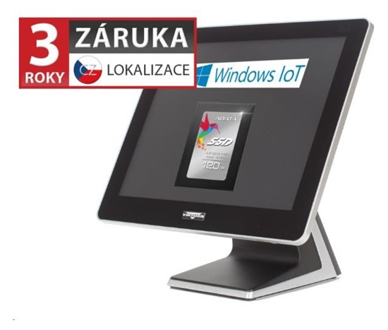 Virtuos AerPOS PP-9667CV, 17" LCD LED 350, i3, 4GB, 120GB SSD, Win 10 IoT. kapacitní, bezrámečkový