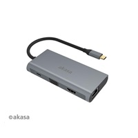 AKASA adaptér USB Type-C 9-in-1 Dock (PD Type-C, HDMI, VGA, 3 x USB 3.0 Type-A, RJ45, SD and Micro SD Card Reader)