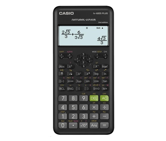 CASIO kalkulačka FX 82ES PLUS 2E, černá, školní, desetimístná