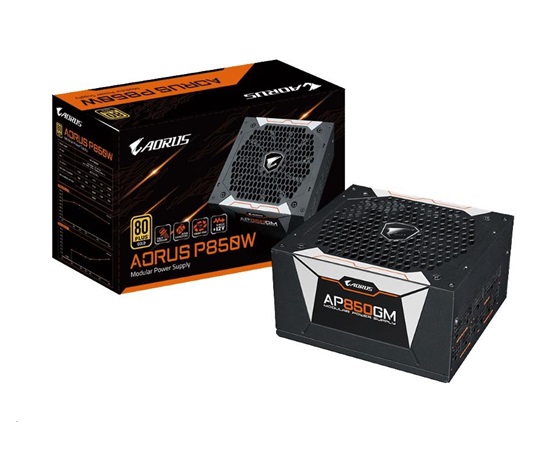 GIGABYTE zdroj AORUS AP850GM, 850W, 80plus gold, modular, 135 mm fan