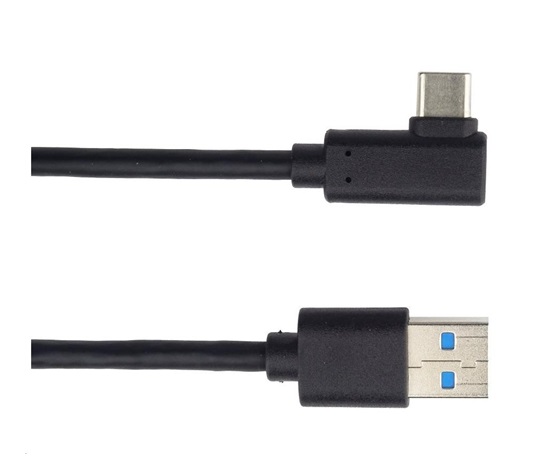 PREMIUMCORD Kabel USB typ C/M zahnutý konektor 90° - USB 3.0 A/M, 3m