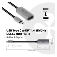 Club3D Adaptér aktivní USB-C na DisplayPort 1.4, 8K60Hz DSC1.2 HDR HBR3