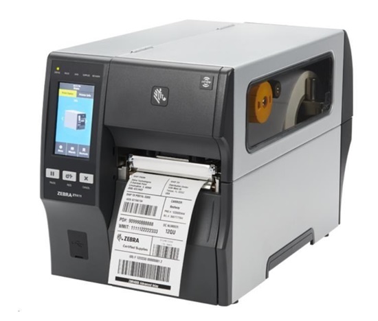 Zebra ZT411,průmyslová 4" tiskárna,(600 dpi),peeler,rewinder,disp. (colour),RTC,EPL,ZPL,ZPLII,USB,RS232,Ethernet
