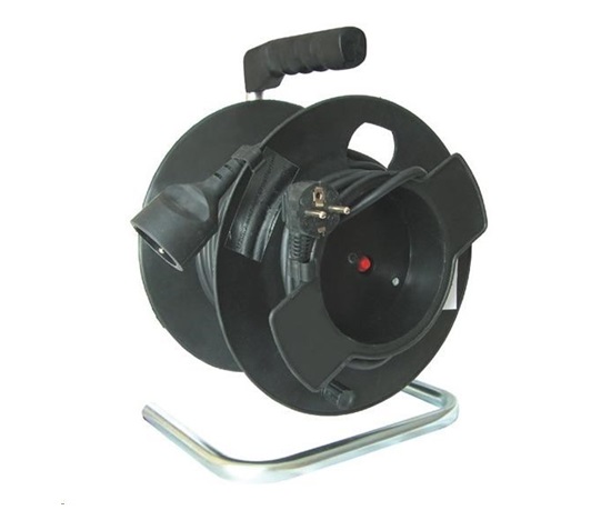 Solight prodlužovací přívod na bubnu, 1 zásuvka, černý, 25m