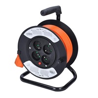 Solight prodlužovací přívod na bubnu, 4 zásuvky, 15m, oranžový kabel, 3x 1,5mm2