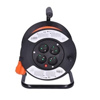 Solight prodlužovací přívod na bubnu, 4 zásuvky, 15m, oranžový kabel, 3x 1,5mm2