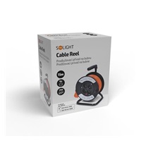 Solight prodlužovací přívod na bubnu, 4 zásuvky, 15m, oranžový kabel, 3x 1,5mm2