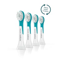 Philips HX6034/33 Sonicare For Kids, náhradní hlavice, pro děti, kompaktní velikost, 4 kusy, nasazovací, aqua