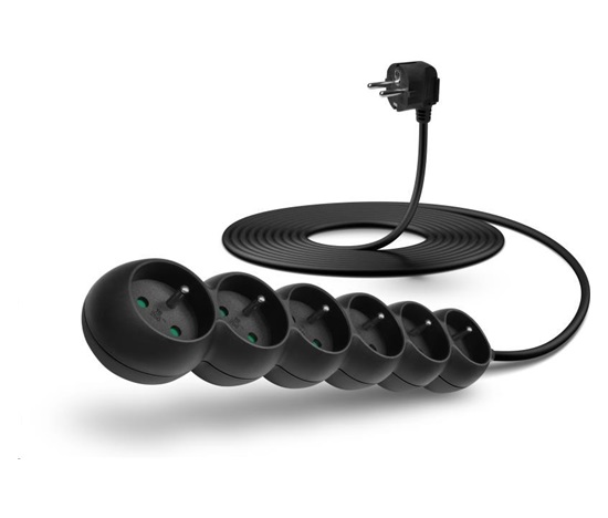 CONNECT IT prodlužovací kabel 230 V, 6 zásuvek, 5 m, bez vypínače (černý)