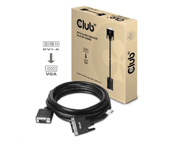 Club3D kabel DVI-A na VGA, 3m, 28 AWG