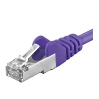 PREMIUMCORD Patch kabel CAT6a S-FTP, RJ45-RJ45, AWG 26/7 0,5m fialová