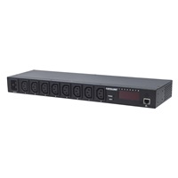 Intellinet rozvodný panel PDU, 8x C13 zásuvka, rack 1U, odpojitelný kabel 16A, monitoring