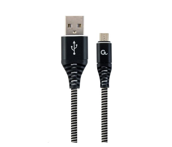 GEMBIRD Kabel USB 2.0 AM na MicroUSB (AM/BM), 1m, opletený, černo-bílý, blister, PREMIUM QUALITY