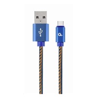 GEMBIRD Kabel USB 2.0 AM na Type-C kabel (AM/CM), 1m, opletený, jeans, blister, PREMIUM QUALITY