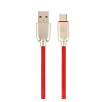 GEMBIRD Kabel USB 2.0 AM na Type-C kabel (AM/CM), 1m, pogumovaný, červený, blister, PREMIUM QUALITY