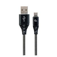 GEMBIRD Kabel USB 2.0 AM na Type-C kabel (AM/CM), 2m, opletený, černo-bílý, blister, PREMIUM QUALITY