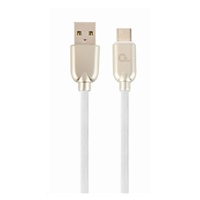 GEMBIRD Kabel USB-A na USB-C kabel (AM/CM), 2m, pogumovaný, bílý, blister
