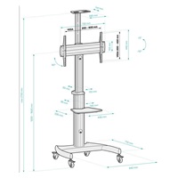 CONNECT IT Wheelie II pojízdný stojan & držák na jednu obrazovku 37" - 70", záruka 30 let, stříbrná