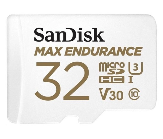 SanDisk MicroSDHC karta 32GB MAX Endurance + adaptér, 15,000 hodin