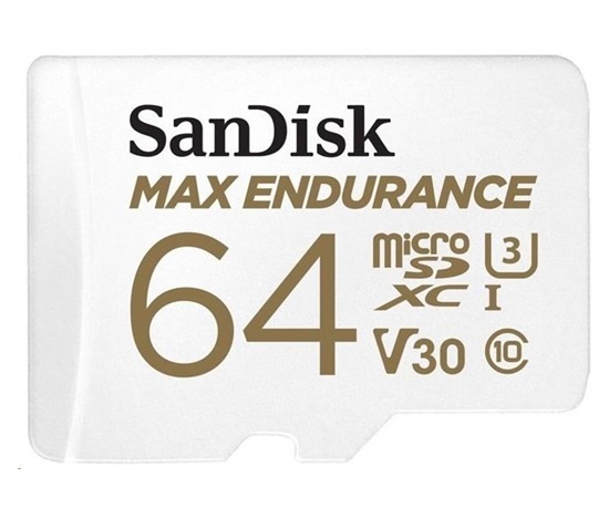 SanDisk MicroSDHC karta 64GB MAX Endurance + adaptér, 30,000 hodin