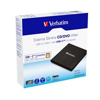 VERBATIM externí mechanika DVD-RW Rewriter USB-C, černá + NERO