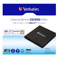 VERBATIM externí mechanika DVD-RW Rewriter USB-C, černá + NERO
