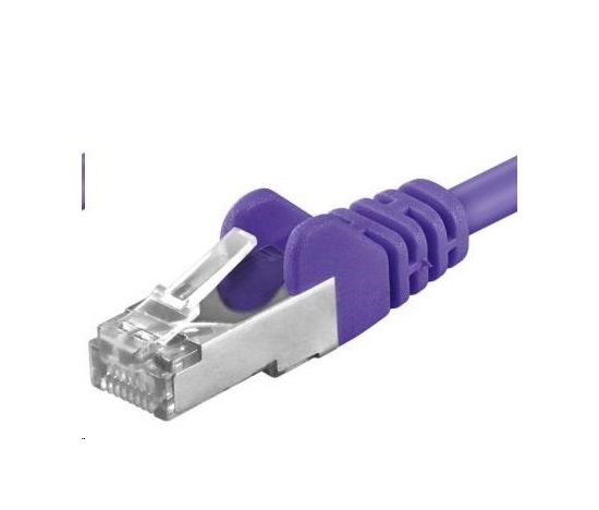 PREMIUMCORD Patch kabel CAT6a S-FTP, RJ45-RJ45, AWG 26/7 5m fialová