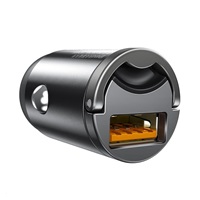 Baseus Tini Star Mini adaptér do automobilu USB-A QC 30W, šedá