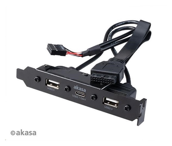 AKASA adaptér MB interní, Type-C USB3.1 Gen1 internal adapter cable + Type-A USB2.0  ports, 40 cm