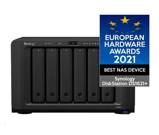 Synology DS1621+ DiskStation (4C/Ryzen V1500B/2,2GHz/4GBRAM/6xSATA/2xM.2/3xUSB3.2/2xeSATA/4xGbE/1xPCIe)