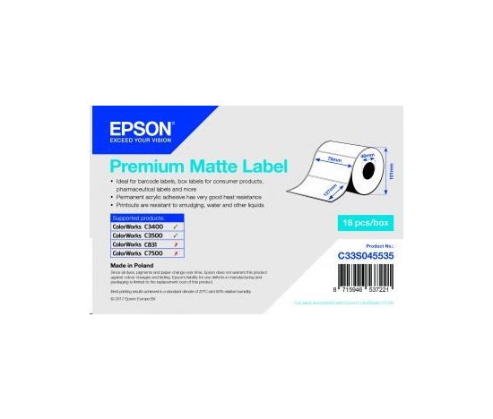 Epson label roll, normal paper, 76x127mm