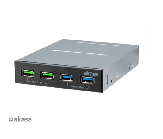 AKASA přední panel HUB 4 Port USB nabíjecí panel s dual Quick Charge 3.0 a dual USB 3.1 porty