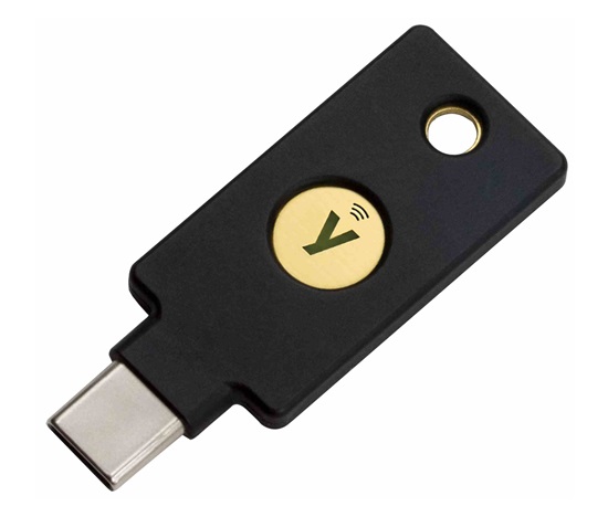 Yubico / YubiKey authentication multifunctional USB-C token with NFC support.