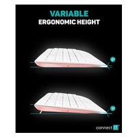 CONNECT IT Combo bezdrátová bílo-růžová klávesnice + myš, CZ + SK layout