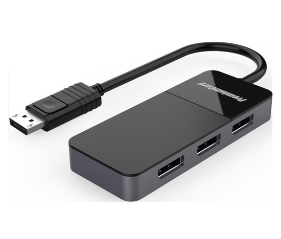 PREMIUMCORD MST adapter DisplayPort 1.4 na 3x DisplayPort monitory 8K@60Hz, extended + mirror + duplicate režimy