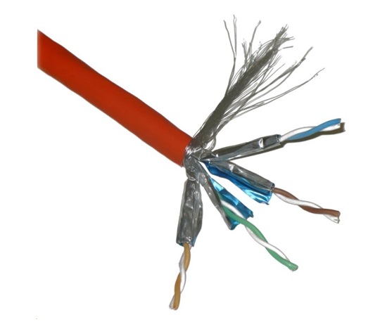FTP kabel PlanetElite, Cat6A, drát, 4pár LS0H, Dca, oranžový, 500m