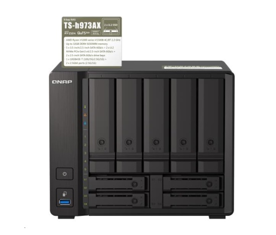 QNAP TS-h973AX-32G (4C/RyzenV1500B/2,2GHz/32GBRAM/9xSATA/2x2,5GbE/1x10GbE/4xUSB3.2)