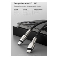 Baseus Cafule Series nabíjecí / datový kabel USB-C na Lightning PD 20W 2m, černá