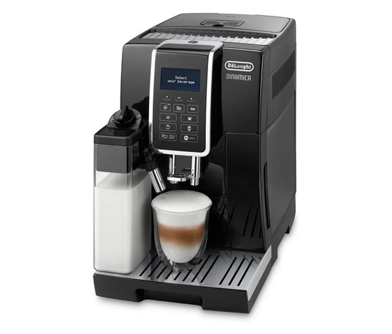 DeLonghi Dinamica ECAM 350.55.B automatický kávovar, 15 bar, vestavěný mlýnek, mléčný systém, zásobník na mletou kávu