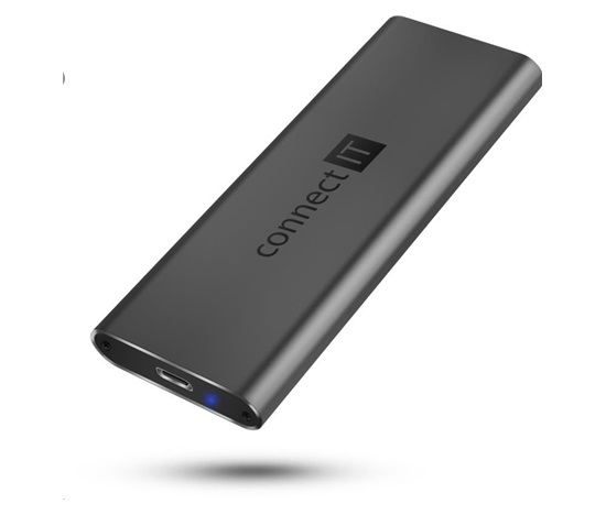 CONNECT IT AluSafe externí box pro SSD disky M.2 NVMe, 10 Gbps, USB-C, Antracitová