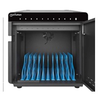 MANHATTAN stolní nabíjecí skříň - 10 portů, 180 W, přepěťová ochrana, tichá ventilace, kovové pouzdro, černá