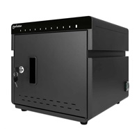 MANHATTAN stolní nabíjecí skříň - 10 portů, 180 W, přepěťová ochrana, tichá ventilace, kovové pouzdro, černá