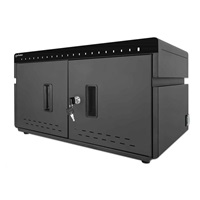 MANHATTAN stolní nabíjecí skříň - 20 portů, 360 W, přepěťová ochrana, tichá ventilace, kovové pouzdro, černá