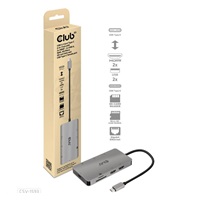 Club3D Dokovací stanice 8v1 USB 3.2 typ C (2xHDMI, 2xUSB-A, RJ45, SD/ Micro SD USB Type-C female port), Triple Dynamic